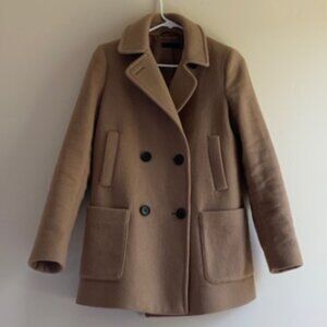 Uniqlo Beige Brown wool peacoat winter Coat preppy old money cottage academia